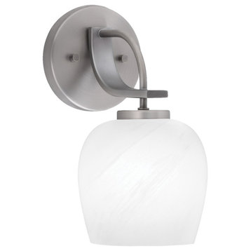 Cavella 1 Light Wall Sconce, Graphite Finish, 6" White Marble Glass
