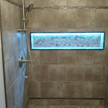 Modern bathroom remodel L.E.D. shower shelf