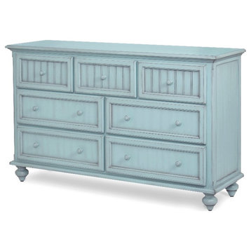 Sea Wind Florida Monaco Coastal Wood Dresser with 7 Drawers in Blue