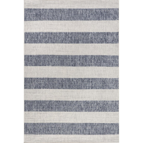 Nuloom Briaana Striped Outdoor Rug, Blue 7' 10" x 10'
