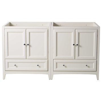 Fresca Oxford 59" Antique White Traditional Double Sink Bathroom Cabinets