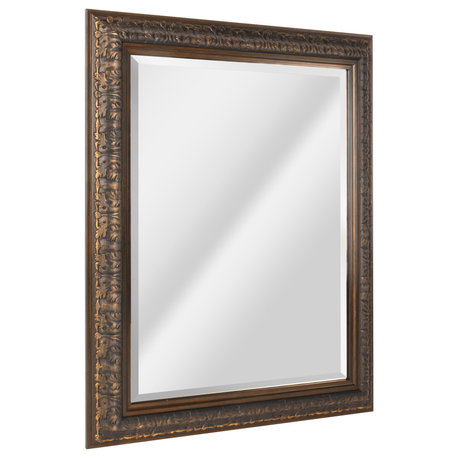 Head West Ornate Bronze Framed Beveled Wall Mirror - 28.5x34.5