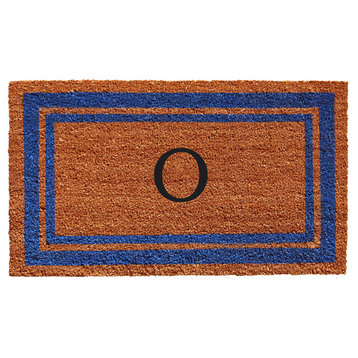 Blue Border 24"x36" Monogram Doormat, Letter O