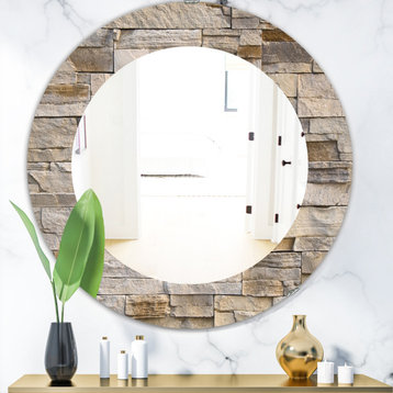 Designart Stone 1 Modern Frameless Oval Or Round Wall Mirror, 32x32