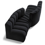 Meridian Furniture - Arc Velvet Upholstered 4-Pc. Facing Modular Sectional, Black - Give your living room or den the perfect blend of style and versatility with this Arc velvet fabric curved modular Sectional. Part of the Arc modular furniture collection, this Sectional comes upholstered in rich black velvet fabric and features deep channel tufting that adds a touch of luxury while enhancing comfort and support. A seamless combination of form and function, this chair can be used with other Arc pieces to create a myriad of configurations in your well-curated room.