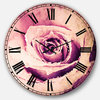Purple Wet Rose Background Flowers Round Metal Wall Clock, 36x36