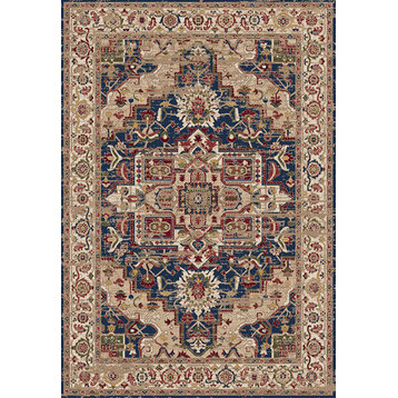 Juno Navy And Red Area Rug, 5.3'X7.7'