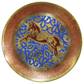Natural Geo Horse Jumping Decorative Brass Accent Plate