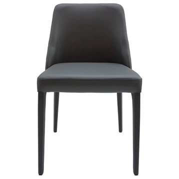 Philena Dining Chair, Anthracite Gray Italian Top Grain Leather