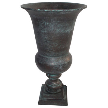 14.5" Black Patina Finish Wide Opening Metal Vase