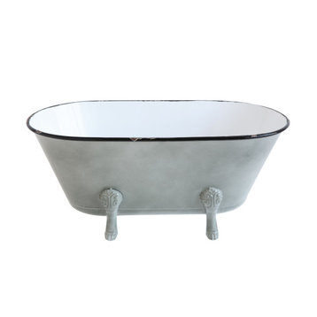 Decorative Grey Metal Bathtub Container with Feet