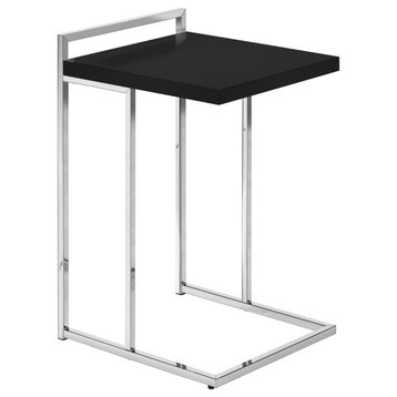 Side Table, C Table 25"H, Black, Chrome Metal