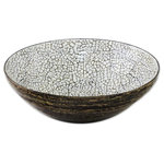 NOVICA - Snow BallEggshell Mosaic Bowl, Medium - Daeng Thanunchai balances this decorative bamboo bowl with contrasting visual textures. The elegant external pattern of red-brown on a black background illustrates the continual evolution of lacquer work in Northern Thailand. Mosaic eggshell patterns adorn the interior, resulting in a singular acquisition for the home.