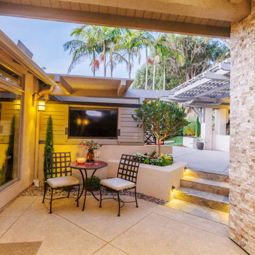 Covered Patio Bistro Seating and Outdoor TV Area in San Diego