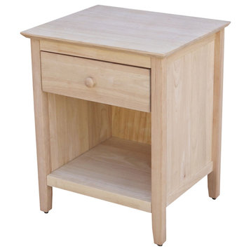 Solid Wood Nightstand With 1 Drawer