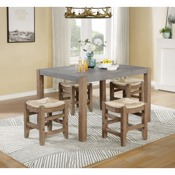 Newport 5-Piece Wood Dining Set, Table and Four Stools