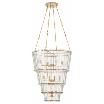 Cadence Chandelier, 12-Light, Hand-Rubbed Antique Brass, 30.75"W
