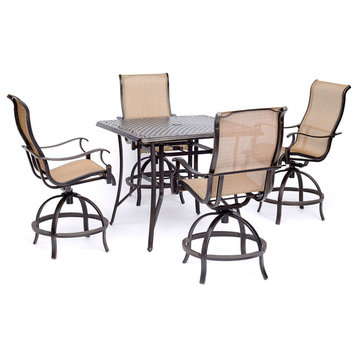 Manor 5-Piece High-Dining Set With Swivel Chairs and 42" x 42" Cast-top Table