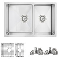 STYLISH 28" Double Bowl 60/40 Reversible Undermount Stainless Steel Kitchen SInk