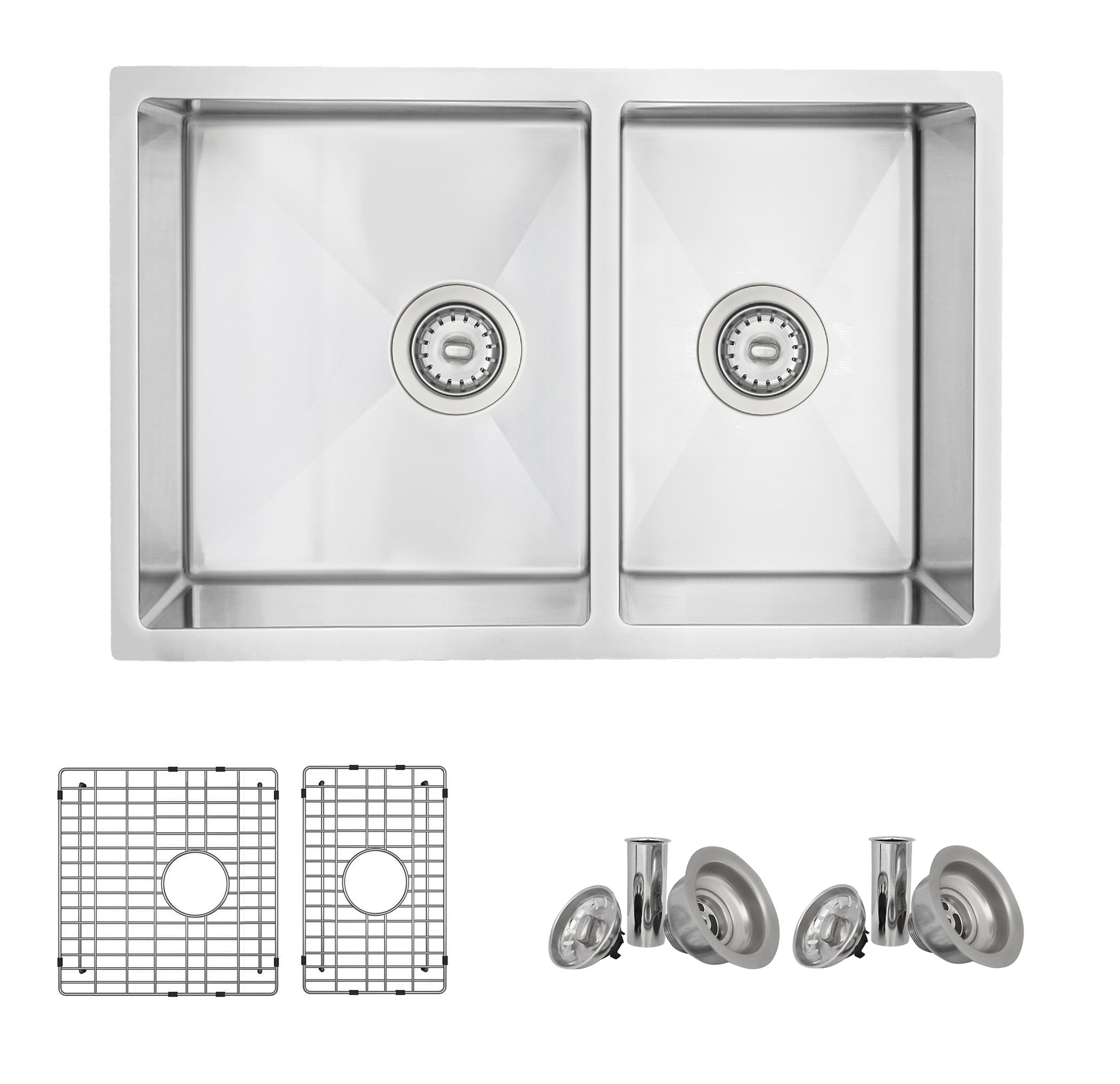 STYLISH 28" Double Bowl 60/40 Reversible Undermount Stainless Steel Kitchen SInk