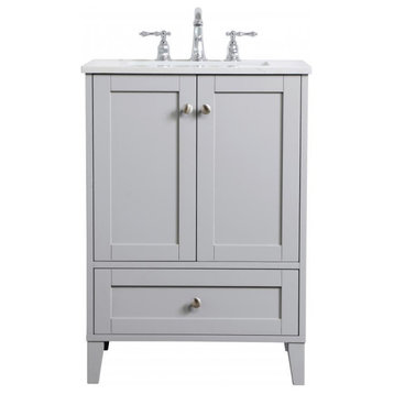 24" Single Bathroom Vanity, Grey