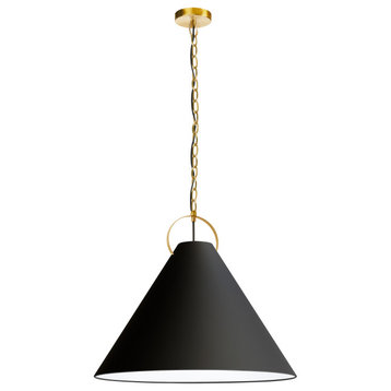 Black Contemporary Pendant With Gold Metal