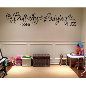 Butterfly kisses and lady bug hugs Vinyl Wall Decal c005, Lime Green, 23 in.