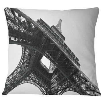 Paris Eiffel Towerinto the Sky Skyline Photography Throw Pillow, 16"x16"