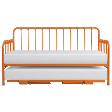 Lexicon Constance Metal Daybed with Trundle in Orange