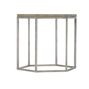 Bernhardt Loft Gresham Hexagonal End Table, Morel/Glazed Silver