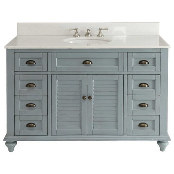Glennville 49" Cottage Bathroom Vanity Cabinet Set In Light Blue