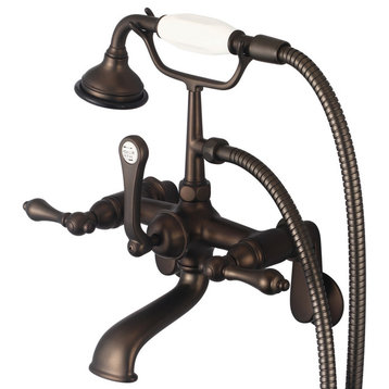 Vintage Classic Wall Mount Tub Faucet With Handshower, Oil Rubbed Bronze Finish