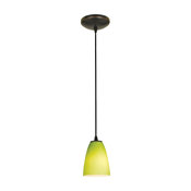 Flute LED Cord Pendant, Oil Rubbed Bronze Finish, Lime Green Glass Shade