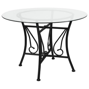 Flash Furniture Princeton 42" Round Glass Top Dining Table in Black