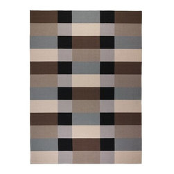 STOCKHOLM Tapis tiss&eacute; &agrave; plat, fait main &agrave; carreaux, &agrave; carreaux brun brun - Area Rugs