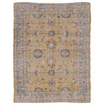 KAS - KAS Morris 2231 Gold/Lt Blue Karissa Area Rug, 8' 6"x11"6" - Our Morris rugs portray the beauty of old world tradition with a modern twist. Hand-woven jute and polyester chenille chindis designed with vibrant and trendy colors in distressed traditional prints. Keeping the tradition authentic, these rugs are made in India and have a low 0.25" pile height. These rugs are a beautiful accent piece whether your style is classic and traditional or unique and trendy.