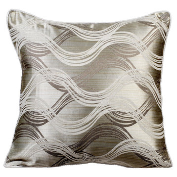 Gray Decorative Pillow Covers 22"x22" Silk, Gray Trance