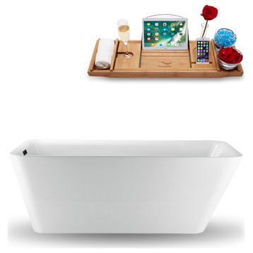 59" Streamline N1221BL Freestanding Tub and Tray With Internal Drain