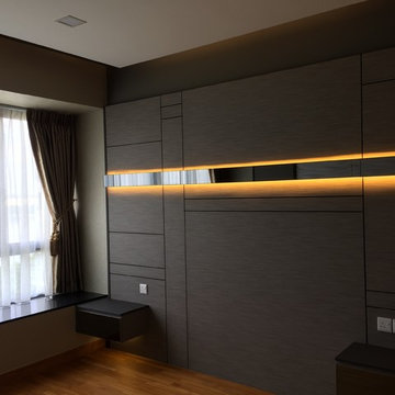 Bedhead feature wall with LED strip light
