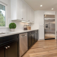 white kitchen/gray walls