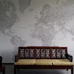 Black & White Time Zone World Map - Wall Decor