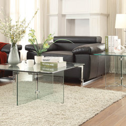 HOMELEGANCE ALOUETTE 3PCS MODERN GLASS OCCASSIONAL COFFEE TABLE SET - Coffee Table Sets