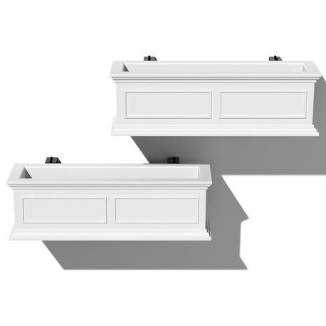 Brixton Window Box Planter With Bracket, 36", White, 36 Inch, 2 Pack