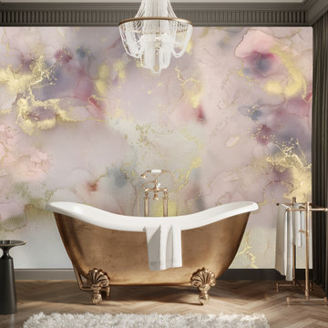 Pink and Gold Bathroom Wallpaper