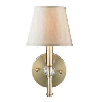 Waverly 1 Lt Sconce, Aged Brass, Silken Parchment Fabric Shade (3500-1W AB-PMT)