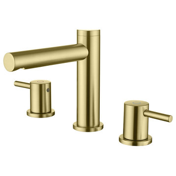 Circular 8" Bathroom Sink Widespread Faucet with Drain Assembly, Brushed Gold