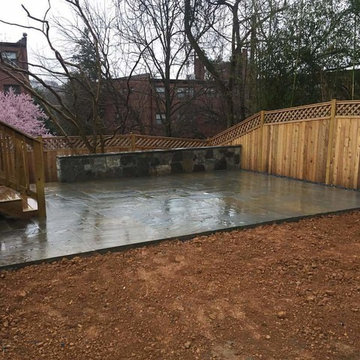 Flagstone Patio in Washington DC with Stone Sitting Wall - Shepherd Park NW