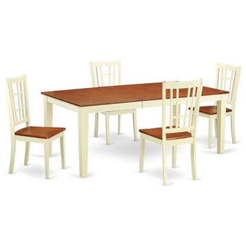 East West Furniture Quincy 5-piece Wood Table and Dining Chairs in Cherry