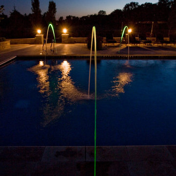 Lake Forest, IL Swimming Pool and Raised Hot Tub with Laminar Fountains