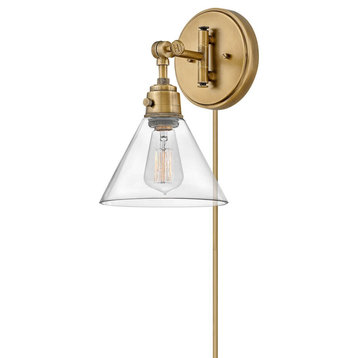 Hinkley Lighting Arti Wall Sconce, Heritage Brass, 12.00, Clear